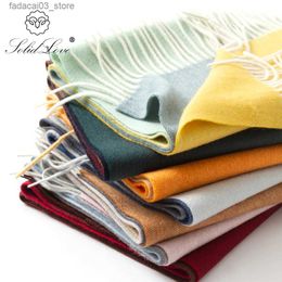 Scarves 2022 Winter Cashmere Women Scarf Female Luxury Brand Scarves Lady Tassel Bandana Women Solid Shawl Wraps Foulard Tippet Pashmina Q240111