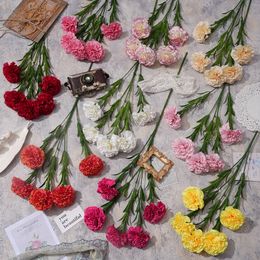 Single-branch Carnation 5-head Carnation Fresh Interior Decoration Decoration Fake Flower Home Beauty Chen Flower Material Simulation Flower XC