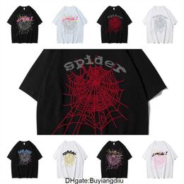 2024 Men T Shirt Pink Young Thug Sp5der 555555 mans Women 1 Quality Foaming Printing Spider Web Pattern Tshirt Fashion Top Tees MQCV