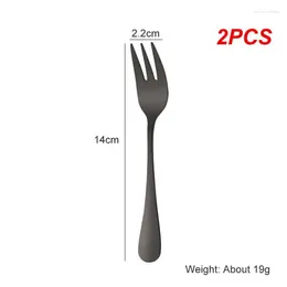 Forks 2PCS Pieces Gold Fruit Fork Stainless Steel Coffee Tea Set Ice Cream Cake Dessert Mini Afternoon Party Black Cutlery