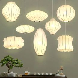Nordic Cloth Ceiling Chandeliers Fabric Lantern Pendant Lamps for Bedroom Living Room Hanging Light Home Decor Lustre Luminaires