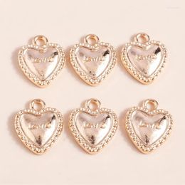 Charms 20pcs 13 16mm Gold Colour Alloy Love Heart For DIY Bracelet Necklace Pendans Handmade Jewellery Making Accessories