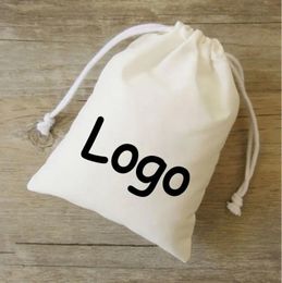 Jewellery Cotton Gift Bag T/C Drawstring Pouch Packaging Jewellery Makeup Party Gift Candle Reusable Sachet Custom Pocket Print Logo 100PCS