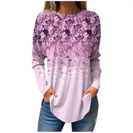 Women's T Shirts Tee For Women Fall Casual Long Sleeve Sweatshirt Retro Printing Christmas Party Top Pullover