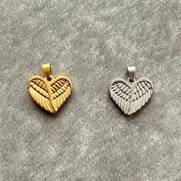 Charms Ins Stainless Steel 18k Gold Plated Heart Wing Pendant For Women Vintage Charm DIY Fashion Jewelry Accessories