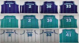 Men Vintage Tyrone 1 Muggsy Bogues Jerseys Larry 2 Johnson Dell 30 Curry Alonzo 33 Mourning Glen 41 Rice Basketball CharIotte5306261