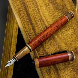 Luxury Wood Fountain Pen Black Ebony Sign Pens Stationery Office Supplies Ink Pens Gift 240110