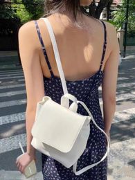 School Bags America Vintage White Bag Pu Leather Ladies Shoulder 2024 Fashion Harajuku Cute Small Backpack For Woman