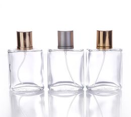 Whole Empty Clear Perfume Bottles 30ml Gold Grey Pump Sprayer Lids Parfume Refillable Glass Spray Bottles 30 ml8953148