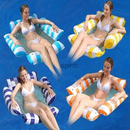 Other Pools SpasHG Mesh Material Inflatable Hammock Swimming Water Sofa New Nylon Mesh Floating Bed PVC Inflator Four-tube Inflatable Floating Row YQ240111