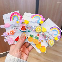Hair Accessories Clip 6-piece Children's Rainbow Fashion Soft Clay Lollipop Does Not Hurt Baby