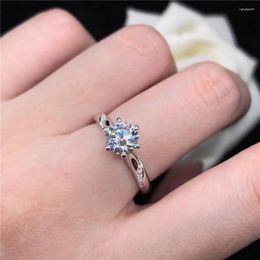 Cluster Rings Vintage Solid 14K White Gold Ring Women Diamond Wedding For Lady Engagement Fast