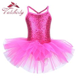 Ballerina Fairy Prom Party Costume Kids Sequined Flower Dress Girls Dance wear Gymnastic Ballet Leotard Tutu Dress 240111
