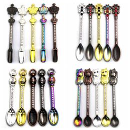 Mini Colourful Multiple Styles Diamond Smoking Tobacco Wax Oil Rigs Spoon Shovel Dabber Scoop Hookah Bong Bubbler Snuff Snorter Sniffer Snuffer Dispenser Holder