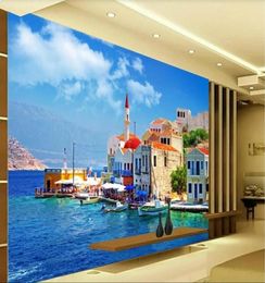 3d room wallpaper custom po mural Greek Aegean Sea Scenery TV Background Wall Decorative Painting wallpaper for walls 3 d2908387