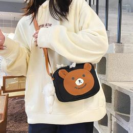 Evening Bags Women's Messenger Ladies Canvas Printed Cute Bear Envelope Bag Lady Sweet Cartoon Student Flap Pocket Shoulder