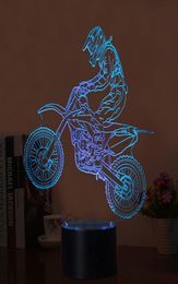 Novelty 3D Table Lamp LED Motocross Bike Night Lights USB 7 Colours Sensor Desk Lamp Holiday Gifts3151047