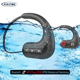 Earphones Aikswe Wireless Headphones Bluetooth Earphones 8gb Ipx8 Waterproof Mp3 Music Player Swimming Diving Sport Headset for Huawei