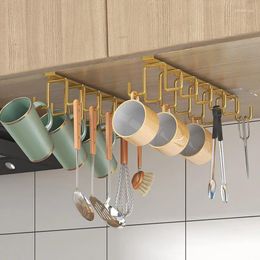 Kitchen Storage Multifunction Double-row Hook Mug Holder Cabinet Sundries Coffee Cup Organizer Hanger Rack Tool