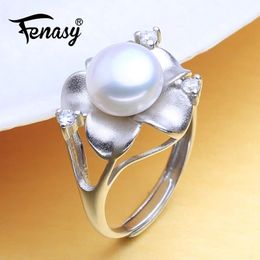 Rings FENASY Natural Freshwater Pearl Rings For Women 925 Sterling Silver Bohemian Flower Female Ring Fine Jewelry