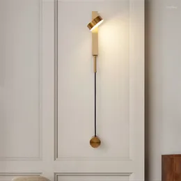 Wall Lamp All Copper Bedroom Bedside Led Modern Minimalist Scandinavian Creative Living Room Background Aisle Light Golden