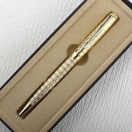 Luxury Metal Ballpoint Pen Stainless Steel Golden Trim Gift Writing Stationery Office School Supplies 240111