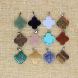 Pendant Necklaces Z Natural Stone Clover Lucky Beads Bead Used For Jewelry Alloy Bracelet DIY Earrings Wholesale 20