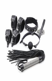 Bondage Slave Genuine Leather Whip Flogger Ass Spanking Collar Wrist Ankle Cuffs Mouth Plug Ball Gag Sex Products Adult Game For C8840541