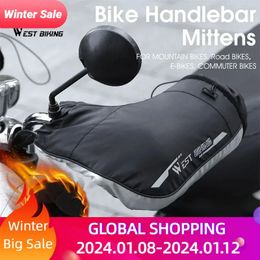 WEST BIKING Winter Bicycle Handlebar Mittens Thermal Windproof Bar Mittens MTB Road Bike E-bike Motorcycle Outdoor Cycling Glove 240111