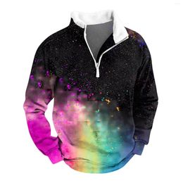 Men's T Shirts 2024 Fashion Street Style Series T-shirt Summer Casual 3D Digital Printing Lapel Top Polo Shirt Zip Long Sleeve