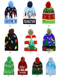 Christmas Knitted Hats LED Kids Baby Winter Warmer Beanies Crochet Cartoon Caps Party Decor Xmas gift 10 styles2820543