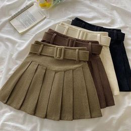 Skirts Y2k Corduroy Pleated Skirt For Women Plus Size High Waist Korean Style Casual A-line