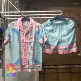 Men's Casual Shirts Y2K Hawaii Beach Vacation Tour Calablanca Short Sleeve Shirt Set Fashion Oversized Floral For Men Women