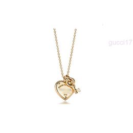 Designer Classic S925 Sterling Silver Key Gold Plated Diamond Necklace Popular Love Pendant Collar Chain 2SPC