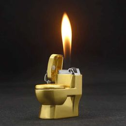 Mini Flush Toilet Small Ornaments Lighter Open Flame Creative Pendant Small Grinding Wheel Bathroom Small Gift