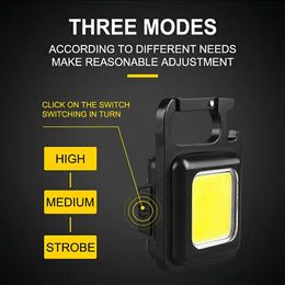 Rechargeable 4 Light Modes Portable Pocket Light Keychain Mini Flashlight Led Outdoor Camping Cob Working Light