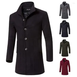 Men's Jackets Autumn And Winter Slim Fit Korean Version Solid Colour Mid Length Coat