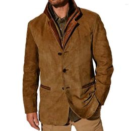 Men's Jackets Men Jacket Retro Patchwork With Single-breasted Cardigan Thick Plush For Winter