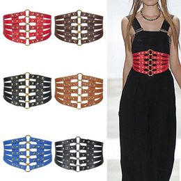 Belts Skirt Dress Coat Ladies Cummerbunds Leather Waistband Stretch Elastic Corset Band Luxury Rivet Wide