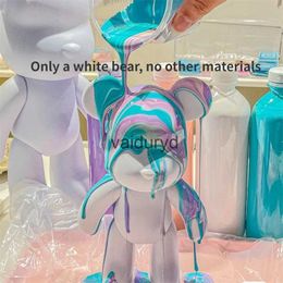 Decorative Objects Figurines Creative Fluid Bear Handmade DIY Painting Violent Sculpture White Mold Doll Figurine Toys Animal Home Decor Ornamentsvaiduryd