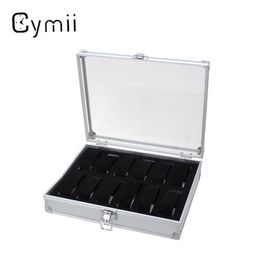 Whole-12 Grid Aluminium Watch Storage Case Bracelet Organiser Professional Wrist Watches Display Box Jewellery Storage Holder Ca227T