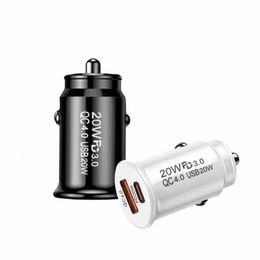 20W mini Car charger QC4.0 3.0 USB Double Adapter TYPE C PD fast chargers for iPhone charger 15 14 13 Pro Max X 8 7 and Samsung S22 S21 Xiaomi Fast Charging Phone adapters