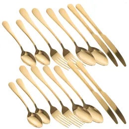 Dinnerware Sets Gold Plating Kit Cutlery Spoon Set Fork Metal Western Tableware Steak Portable Flatware Home Banquet