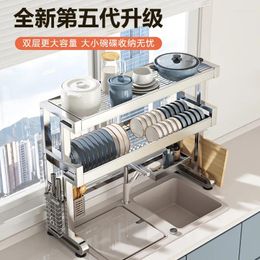 Kitchen Storage 304 Stainless Steel Sink Shelf Dish Rack Multificational Draining Bowl Multi-Layer Product