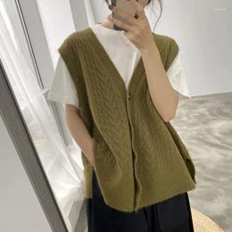 Women's Vests Women Loose Sweater Vest Korean Style All-match Female Knitted Sweaters Jumper Ladies Waistcoat Outerwear