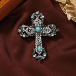 Brooches Muylinda Rhinestone Cross Brooch Pin Vintage Metal Pins For Woman Man Banquet Clothes Scarf Clip Jewelry