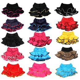Stage Wear 10 Colours Girls Latin Dance Skirt Ballroom Samba Chacha Dancing Dress Culottes For Kids Performance Show Dancewear