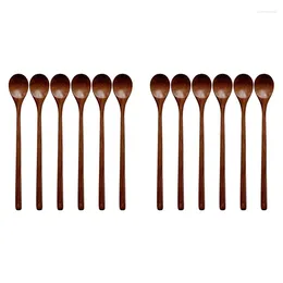 Coffee Scoops Wood Spoons For Cooking Set 13 Inch Long Handle Wooden Mixing Stirring Baking Serving 12 Pcs