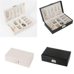 PU Leather Jewelry Box Organizer Storage Boxes Travel Case Earrings Rings Necklaces Storage Box2431