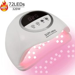 320W SUN X20 MAX UV LED Nail Lamp for Manicure Gel Polish Drying Machine with Large LCD Touch Professional Smart Dryer Tool 240111